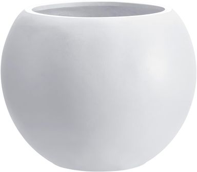 13.5 H x 17" Dia (12" Pot Opening) White Round Fiberstone Tall Planter with Drainage Hole, Indoor/Outdoor Large Plant 17in White