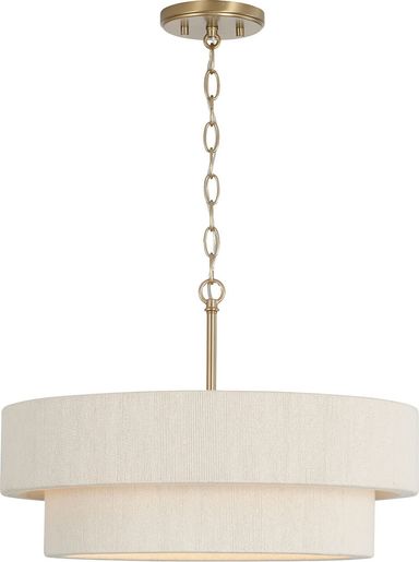 Capital Lighting 349841MA Delaney Modern Hand-Wrapped Rope Drum Pendant Ceiling Light Fixture, 4-Light 240 Total Watts, 13" H x 20" W, Matte Brass 20" Width