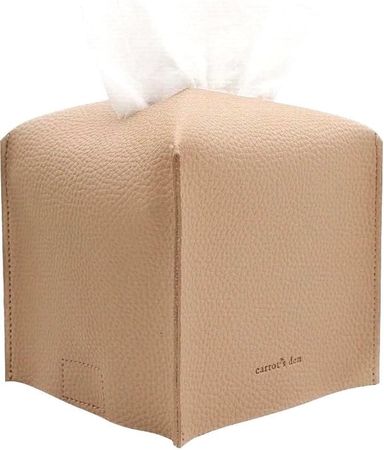 Amazon.com: Tissue Box Cover Holder, Square with Bottom Belt by Carrot's Den - PU Leather Decorative Organizer for Tabletop, Bathroom, Car, Office | Beige : Home & Kitchen