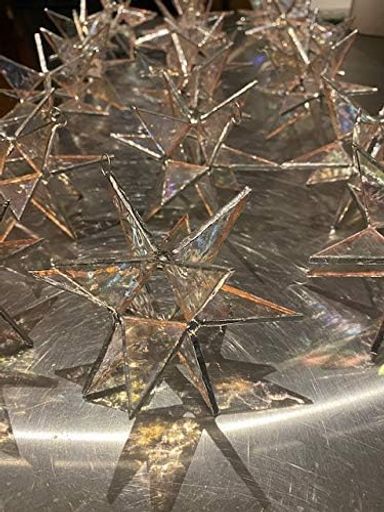 Amazon.com: 30-Pack Iridescent Real Stained Glass Ornament, Moravian Star, 3x3in : Home & Kitchen