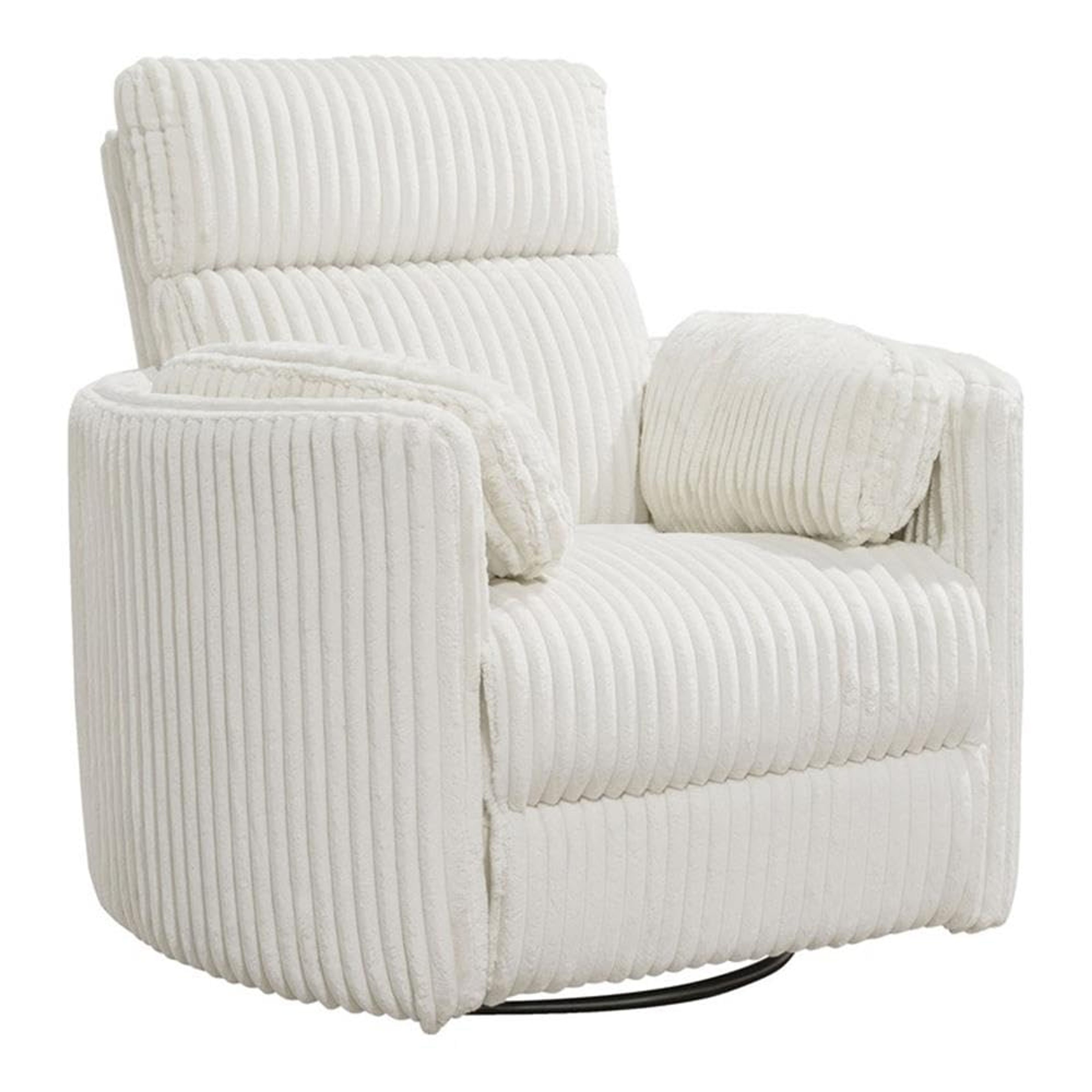 Pemberly Row Ivory Fabric Swivel Glider Recliner