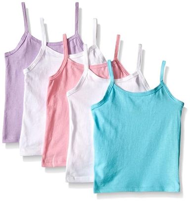 Hanes Girls’ Cami Tops, 100% Cotton Camisoles, Assorted Colors, Multipack 4-5T White - 5 Pack