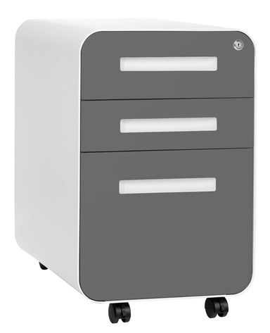 Laura Davidson Furniture Stockpile 3 Drawer File Cabinet with Lock - Under Office Desk Metal Filing Cabinet, Legal/Letter File Folders, Wheels and Stationary Feet, Pre-Assembled, Dark Grey Faceplate