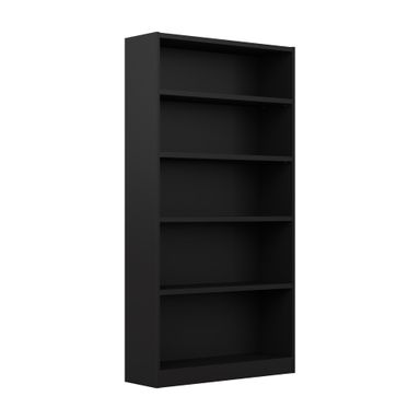 Bush Furniture Universal Tall 5 Shelf Bookcase in Black, Vertical Storage and Display Bookshelf for Home Office or Living Room Organization Black 5 Shelf