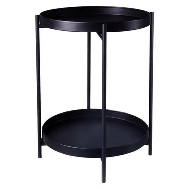Trendi Elegante 2-Tier Round Metal End Table : Experience Style and Functionality with the Dual Tray Bedside Table - 50cm Height, Nightstand End Table Versatility