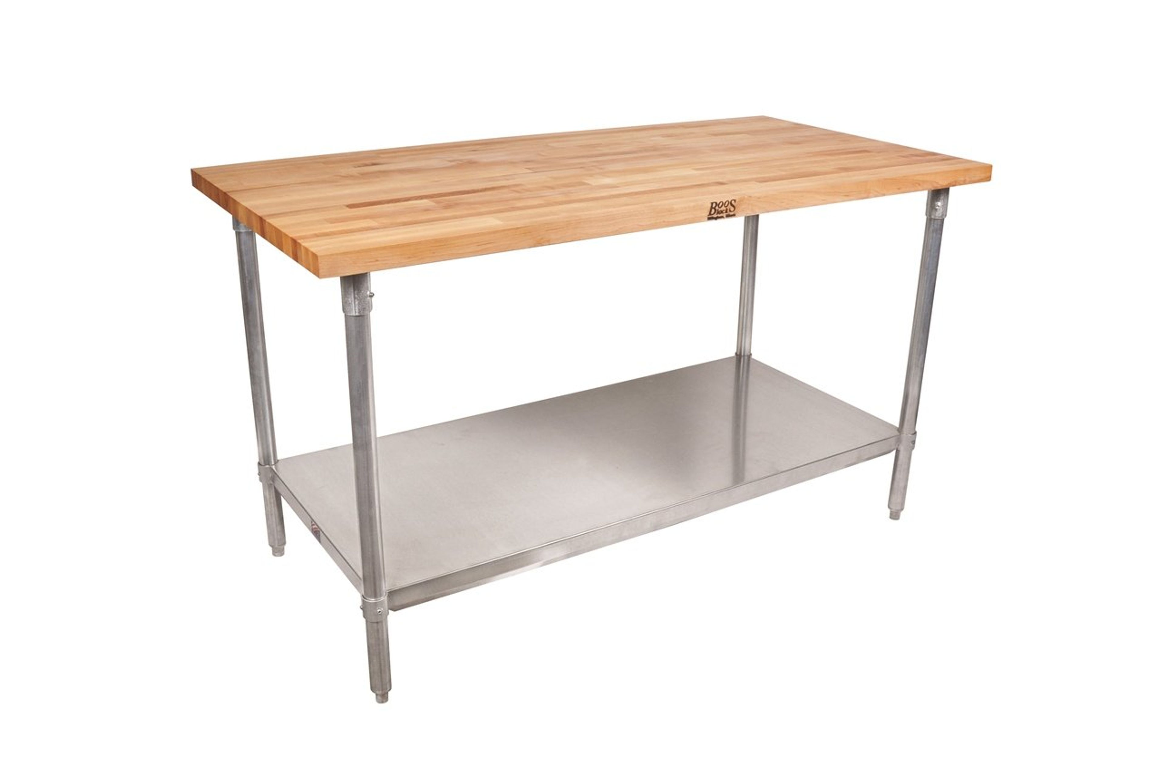 John Boos 120x36 Maple Wood Kitchen Work Table w/ Steel Base