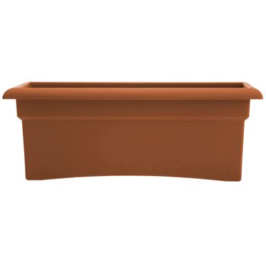 Bloem Veranda Rectangle Deck Box Planter: 26" - Terra Cotta - Matte Finish, Weatherproof Plastic, Optional Drainage Holes, for Indoor and Outdoor Use, Gardening, 7 Gallon Capacity