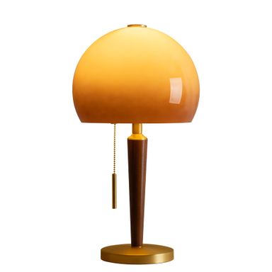 Aisilan Sunset Glow Table Lamp, 7W E26 Dimmable Bedside Desk Light, Mid-Century Modern Design with Solid Brass, Frosted Glass & White Ash Wood, 3000K Warm Flicker-Free Lighting for Bedroom Living Room