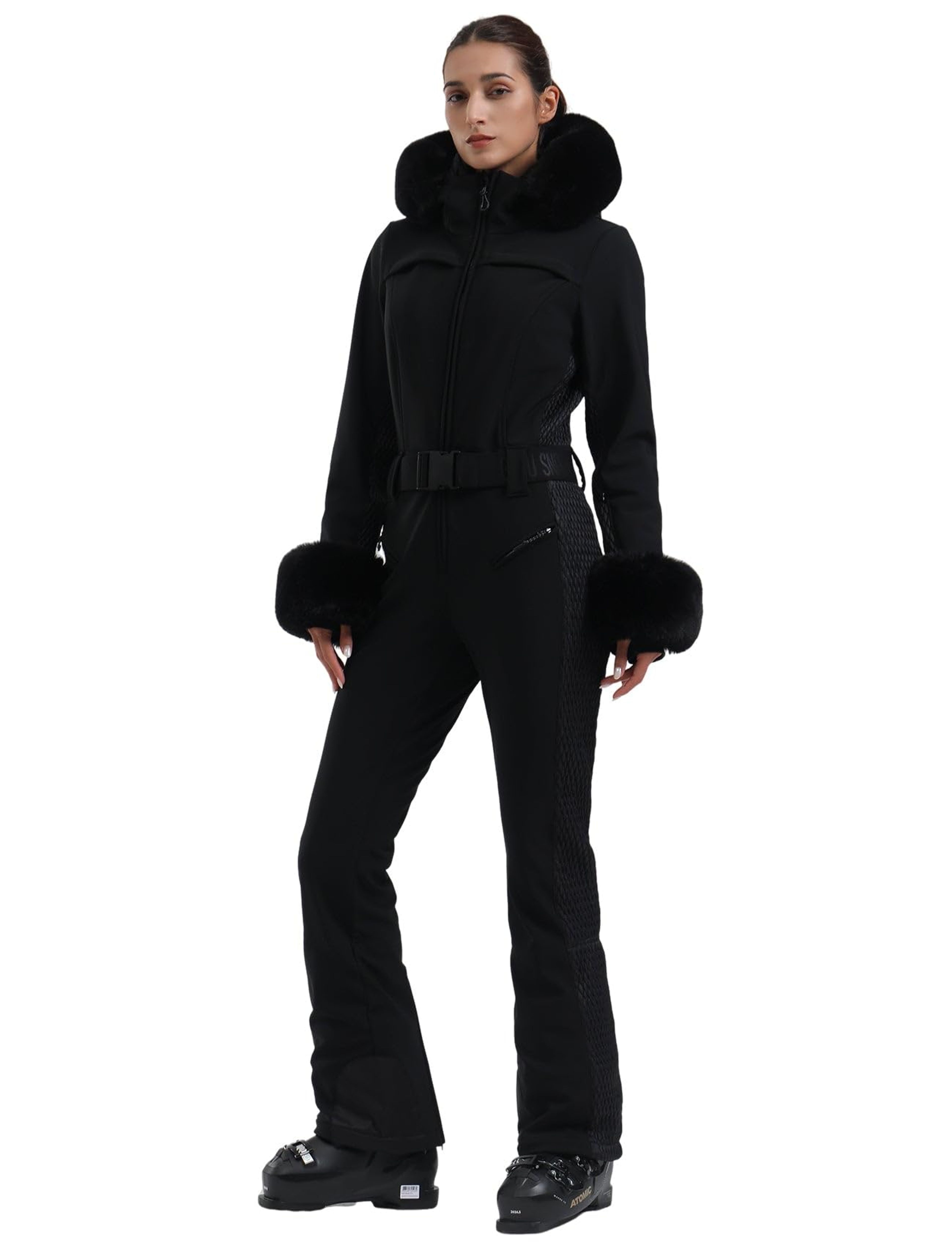 Women's GSOU SNOW One-Piece Ski Suit Waterproof Black