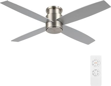 Amazon.com: WINGBO 44" Flush Mount DC Ceiling Fan without Lights, 4 Reversible Plywood Blades, Quiet 6-Speed DC Motor, Hugger Low Profile Ceiling Fan No Lights for Bedroom, Brushed Nickel Finish : Tools & Home Improvement