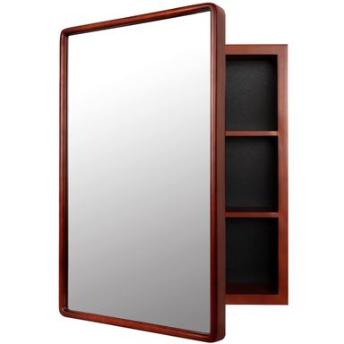 Farmhouse Wood Frame Bathroom Medicine Cabinet with Mirror, 24''x16'' - Vanity Mirror for Recess or Surface Mounted Installation (Brown)