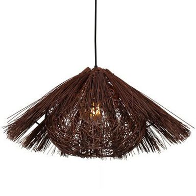 Tropical Hollow Style Lamp Shade Rattan Woven Chandelier for Kitchen Hand Woven Ceiling Hanging Lamp Wicker Bamboo Rattan Basket Metal Pendant Light for Dining Room, Living Room, Restaurant