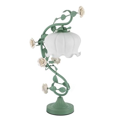 DouSeiAi Modern Flower Bedside Lamp, Flower Table Lamp, Glass Lamp Shades, Cute Rose Ceramics Floral Table Lamp for Living Room Bedroom