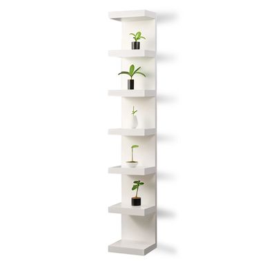Wall Shelf Unit, 7 Tier Wall Shelves, Vertical Column Shelf Storage Home Decor Organizer Design Utility Lack Shelving, Design for Bedroom Living Room, (White)