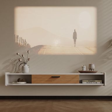 47'' Floating TV Stand for TVs Up to 32/65 Inch, Modern Entertainment Center Media Console with Storage Under TV Shelf Wall Mounted TV Shelf for Living Room, Bedroom(White) 47 IN White