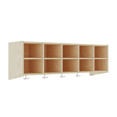 ECR4Kids Streamline 10-Section Hanging Coat Locker, Cubby Storage, Natural No Bins
