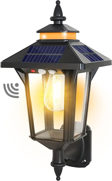 Solar Powered Wall Lantern Lights Outdoor with 3 Modes, Motion Sensor Solar Wall Light Waterproof, Dusk to Dawn LED Exterior Front Porch Lights Fixtures Wall Mount for Garage House Patio Doorway Yard - Amazon.com