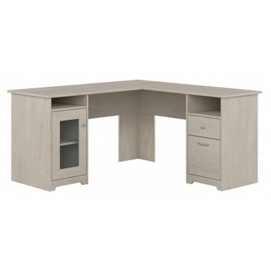 Bush Furniture Cabot 60W L Shaped Computer Desk in Linen White Oak
