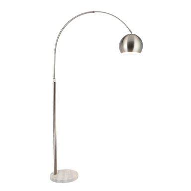 Vonluce Modern Floor Lamp for Living Room, Brushed Nickel Arc Floor Lamp with LED Bulb, Marble Base Contemporary Tall Lamp for Living Room Couch Sofa, Height Up to 69 Inch