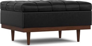 Amazon.com: SIMPLIHOME Mariah 34 inch Wide Contemporary Rectangle Coffee Table Storage Ottoman in Midnight Black PU Black faux leather, Assembled, For the Living Room, Entryway and Family Room : Home & Kitchen