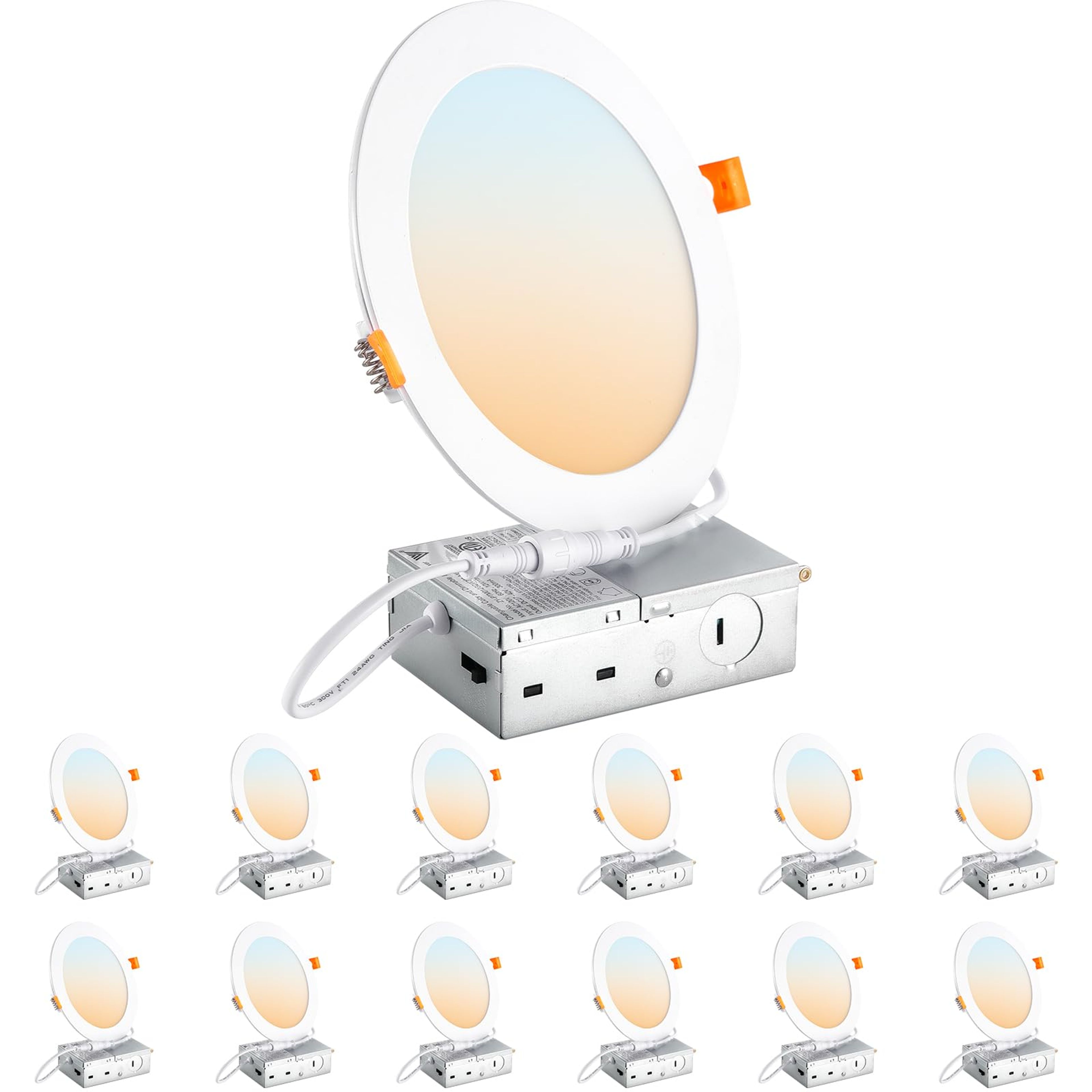 Luces LED Empotrables Techo 6" Pack 12 - 5CCT Regulable 1200LM