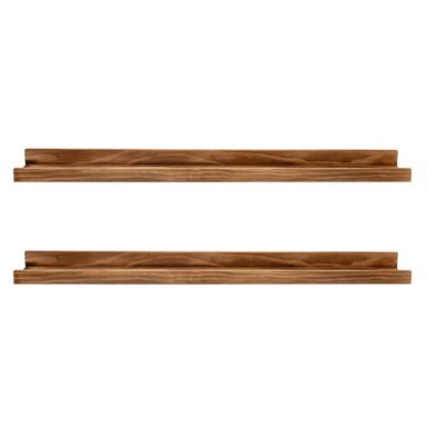 AZSKY Rustic Wood Floating Shelves for Nursery Books Long Wall Bookshelf Photo Picture Ledge Shelf with Lip Wall Shelf for Kids Bedroom Bathroom Living Room Office Frames 36 Inches Set of 2 Burnt 36in set 2