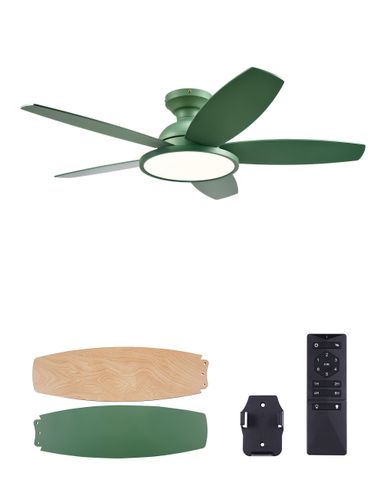 VONLUCE Ceiling Fans with Lights, 42 Inch Ceiling Fan and Remote, Full-spectrum LED Light, 3CCT, 6-Speeds Noiseless Reversible DC Motor, Modern Flush Mount Ceiling Fan for Farmhouse Bedroom Indoor Green 42 inch