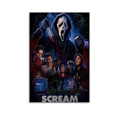 BBOSCH Scream Retro Horror Movie Poster, Unframed Canvas Wall Art, 36" x 24", Multi-room Decor 36"L x 24"W Unframe-style