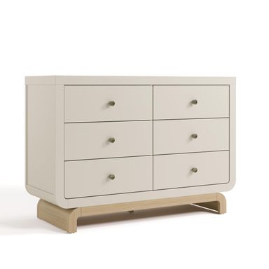 Storkcraft Santorini 6 Drawer Double Dresser (Frosted Oat with Driftwood) - GREENGUARD Gold Certified, Interlocking Drawer System, Dresser Drawer Organizer for Kids Bedroom 6 Drawer Dresser Frosted Oat With Driftwood