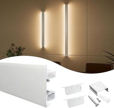 Muzata 5Pack 3.3ft/1Meter Wall Mount LED Channel for Wall Lighting Silver Aluminum Channel with Milky White Cover for Bedroom Living Room Corridors U124 : Amazon.co.uk: Lighting