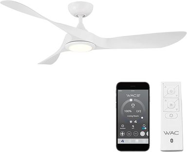 Amazon.com: WAC Smart Fans Swirl Indoor and Outdoor 3-Blade Smart Home Ceiling Fan 54in Matte White Adjustable CCT 2700-3000-4000-5000K LED Light Kit and Remote Control works with Alexa and iOS or Android App : Tools & Home Improvement