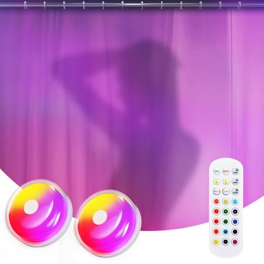 Rechargeable Shower Lights for Inside Shower - No Wiring Shower Light with Remote & Touch Control, 15 Color Changing Ambient Light for Shower Stick on, 2 Pack
