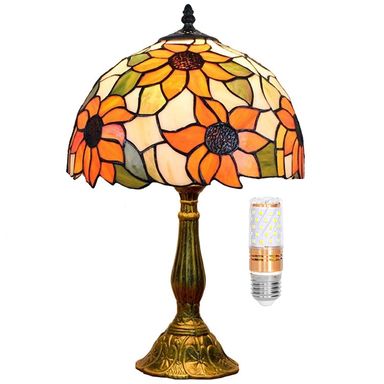 Tiffany Lamp Stained Glass Lamp Sunflower Yellow Bedroom Table Lamp Reading Desk Light for Bedside Living Room Office Dormitory Dining Room Decorate Gift 12x12x18 Include Light Bulb