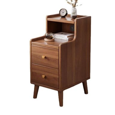 Modern Nightstand with 2 Drawers and Open Shelf, Multifunctional Side Table for Bedrooms, Living Rooms and Small Spaces Length:40cm/16in