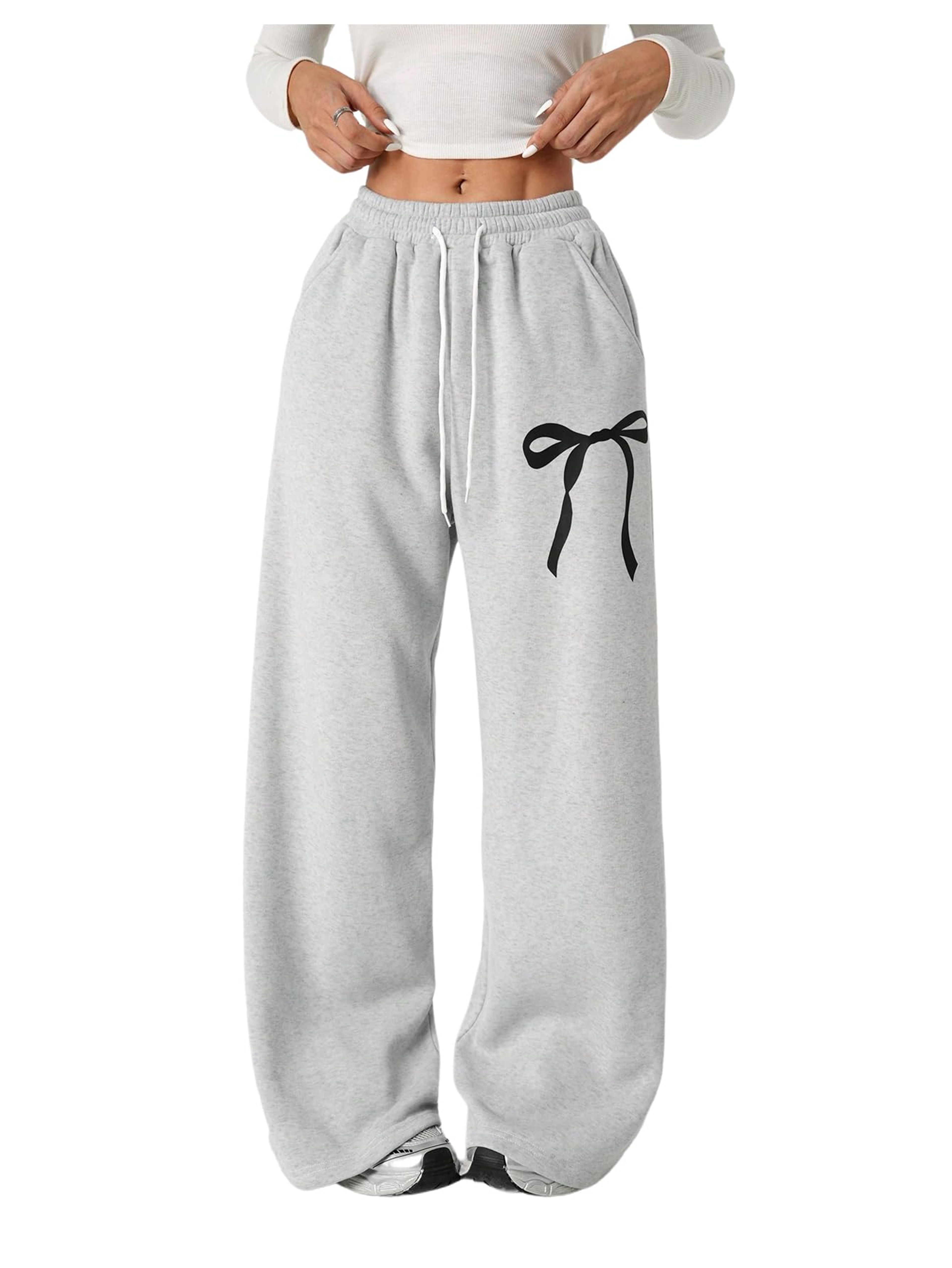 Verdusa Girls' Bowknot Baggy Sweatpants Grey Size 14