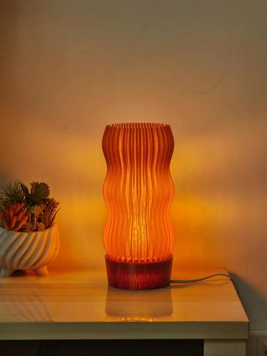 Wavy x AMBER table lamp_3d printed with 99% recycled plastic - LED Lamp - LED bulbs include (Amber Shade, Amber Base) Amber Shade Amber Base