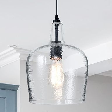 ELYCCUPA Glass Pendant Light Modern Black 1 Light Single Dome Pendant Lighting Fixtures for Kitchen Island Dining Room Hallway, Wide 10 Inch, E26, UL Listed - Amazon.com