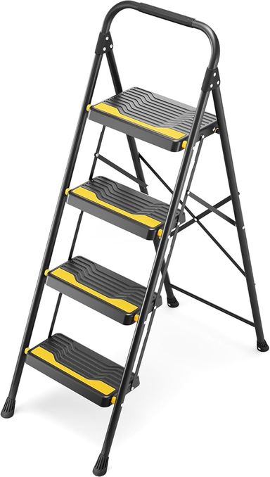 Urackify 4 Step Ladder, Heavy-Duty 800lb Capacity, Wide Anti-Slip Steps & Secure Handrail Compact, Folding Step Stool Portable Design for Home, Kitchen, Office, Pantry, Closet Use, Black - Amazon.com