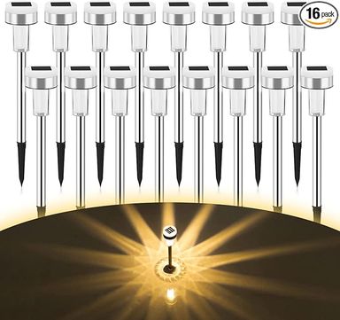 TWINSLUXES 16 Pack Solar Pathway Lights Outdoor Dual Light Source LED Solar Waterproof Pathway Lights for Garden Patio and Walkway Decoration Warm White. - Amazon.com