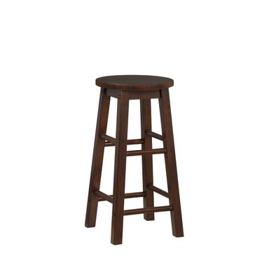Linon Zeke Walnut Solid Wood Backless Round Counter Stool