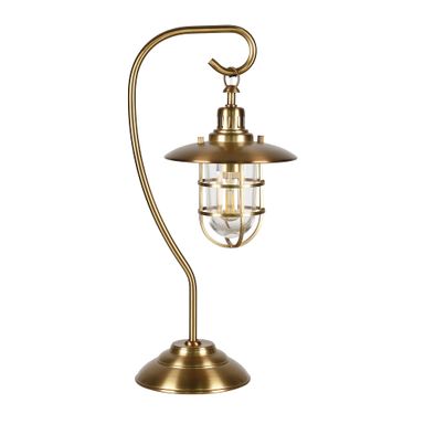 Bay 22" Tall Nautical Table Lamp with Glass/Metal Shade in Antique Brass/Clear Antique Brass/Clear 22" Tall
