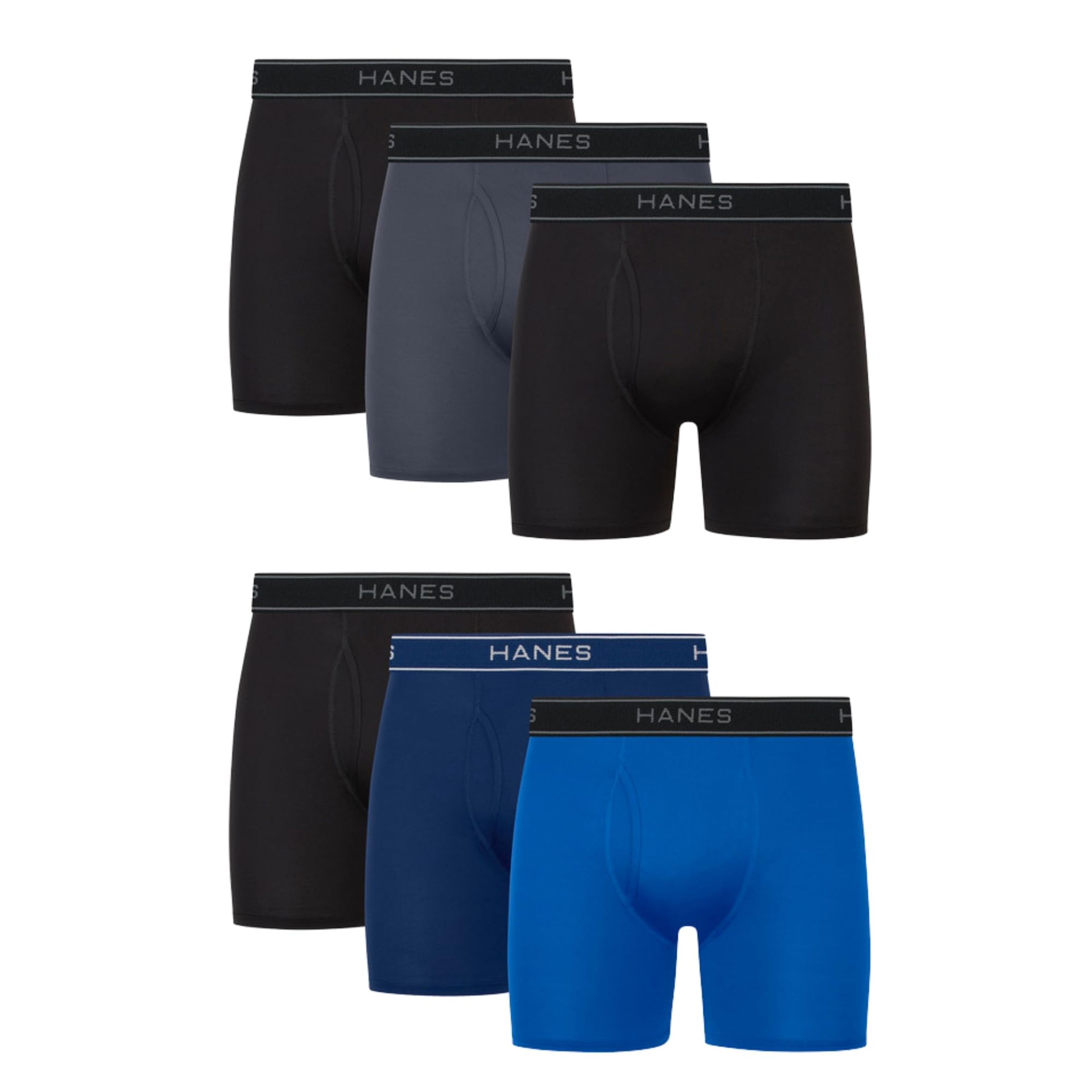 Hanes Men's Stretch Boxer Briefs 6-Pack Moisture-Wicking