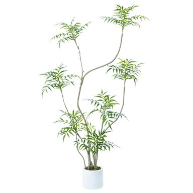 Künstlicher Mahonia-Glücksbaum, 1,6 m hoch, künstliche Mahonia-Pflanzen für den Innenbereich, künstliche Bäume für Büro, Zuhause, Wohnzimmer, Boden, Terrasse, Begrünung, Veranda-Dekoration
