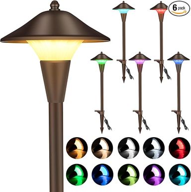 EZlumify Low Voltage Path Lights, 12V 5W LED RGB Wired Landscape Lights Outdoor for Driveway Walkway Pathway, RGB Color Changing for Christmas Party Halloween, IP65, ETL, Bronze, Pack of 6 - Amazon.com