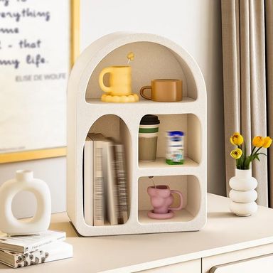 Arched Wall Shelf, Floating Cabinet for Wall, Open Coffee Display Shelving, Countertop Storage Cabinet, Desk Shelf Organizer, Wooden Bathroom Wall Shelf Storage Rack(Large)