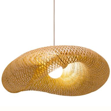 E27 Dining Room Hanging Lamp Elegant Bamboo Pendant Light Creative Handmade Lampshade Chandelier Unique Design Lighting DIY Basket Light for Living Room, Restaurant, Bedroom, Coffee Shop, Bar 60*40cm