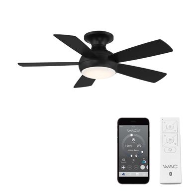 WAC Lighting F-034L-MB Odyssey 44" Hugger Ceiling Fan with LED Lights & Remote, Matte Black Matte Black 44in Blade Span