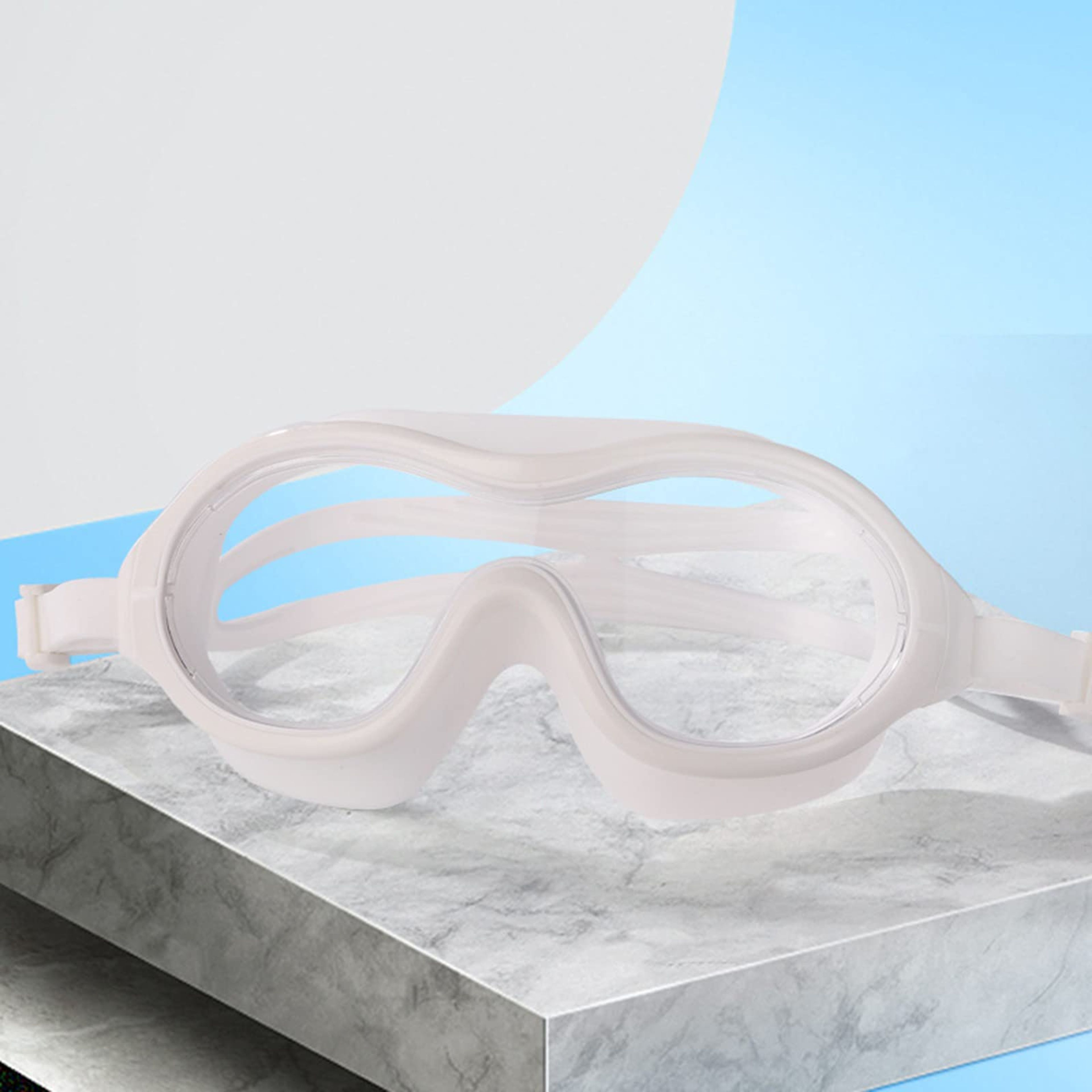 Anti-Fog Waterproof Swimming Goggles Adjustable for Adults White