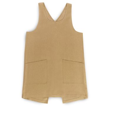 Solino Home Cross Back Linen Apron with Pockets for Gardening, Kitchen - Kelp Pinafore Smock Apron 100% Pure Linen for Men & Women - Handcrafted from European Flax Kelp 35 x 45 Inch