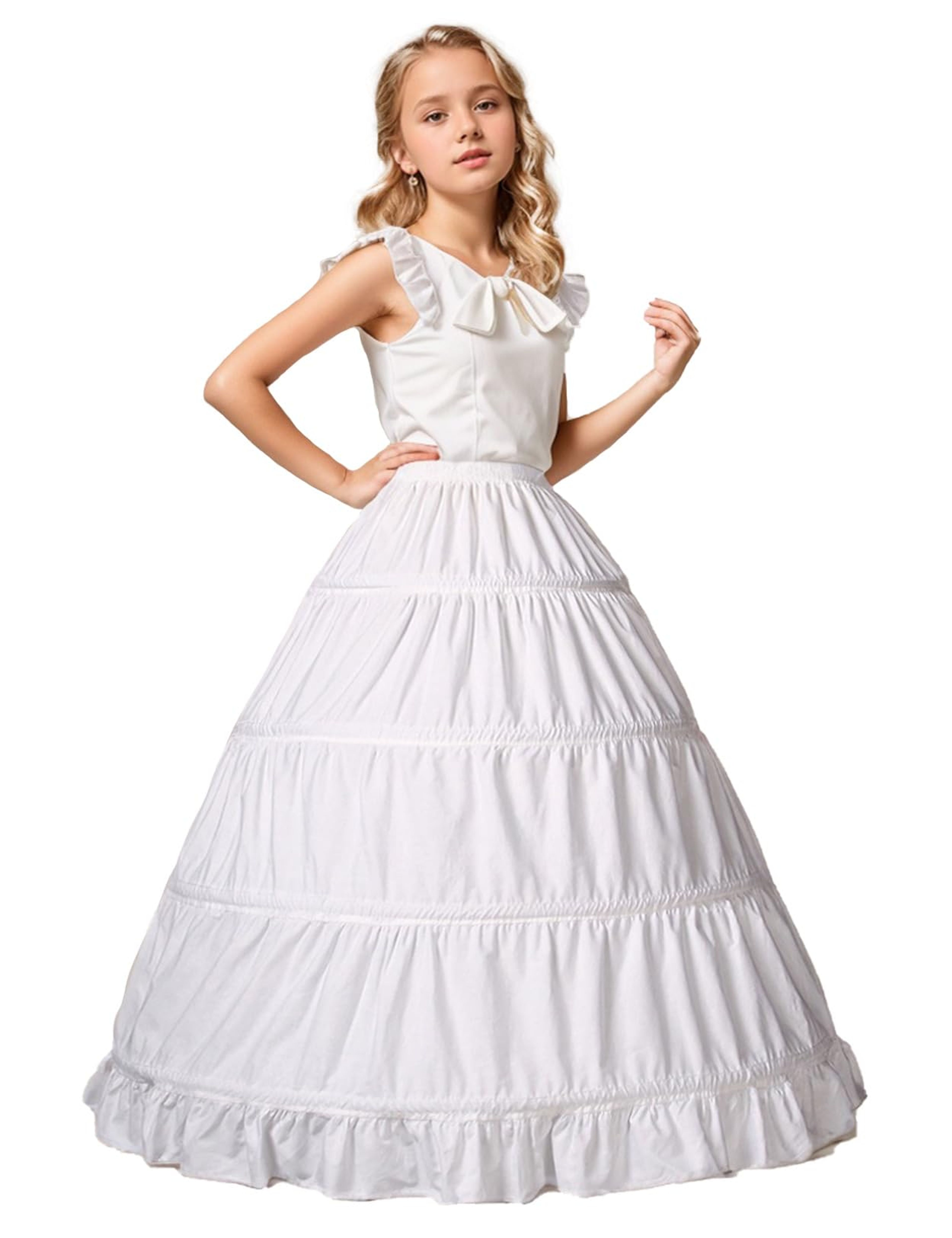 Girls Hoop Petticoat 100% Cotton Crinoline Underskirt Light Ivory 13-16Y